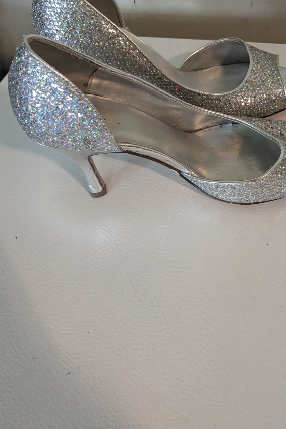 George Silver Glitter Heels - Size 10