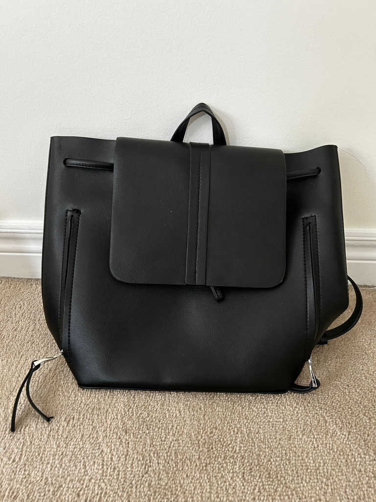 Brand new Zara Black Faux Leather Backpack - photo 2