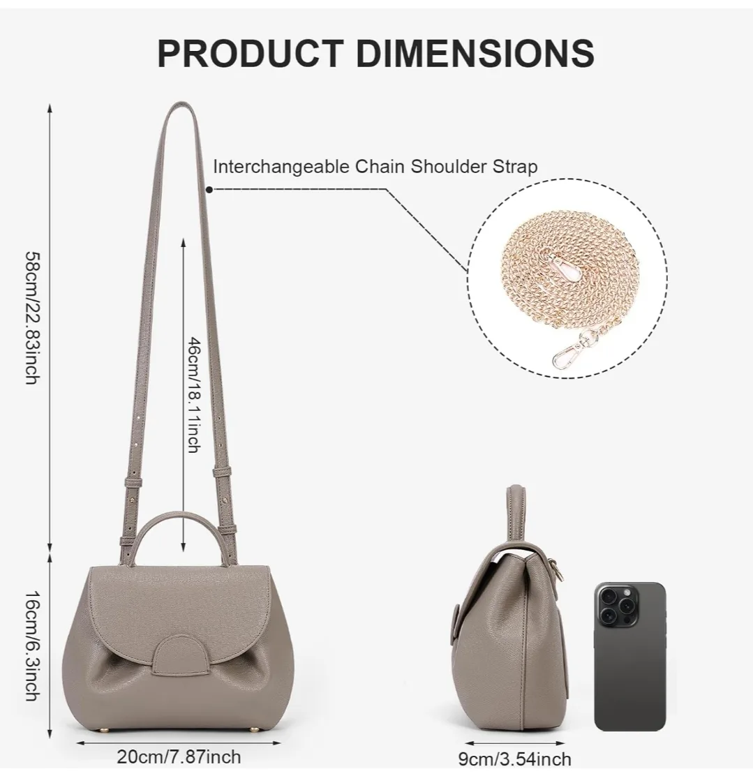 Grey Leather Top Handle Bag 🇨🇦 image indicator(4)