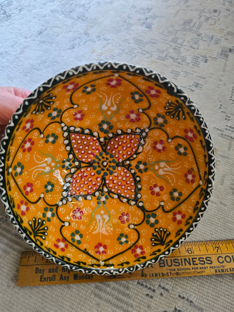 Hand-Painted Ceramic Bowl - Orange Floral Design image indicator(3)