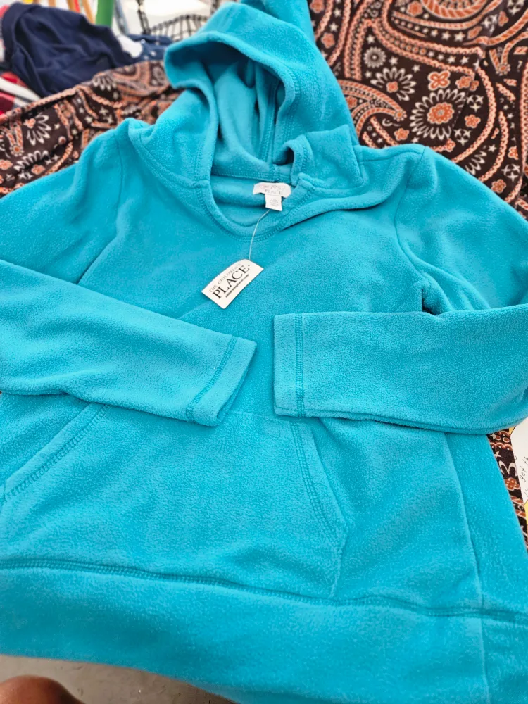 NEW The Children's Place Teal Fleece Hoodie - Size L (10/12) thumbnail