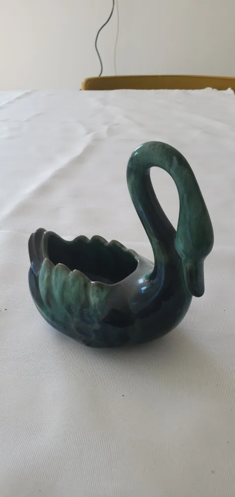 Blue Mountain 5" Swan Planter - Green Ceramic thumbnail