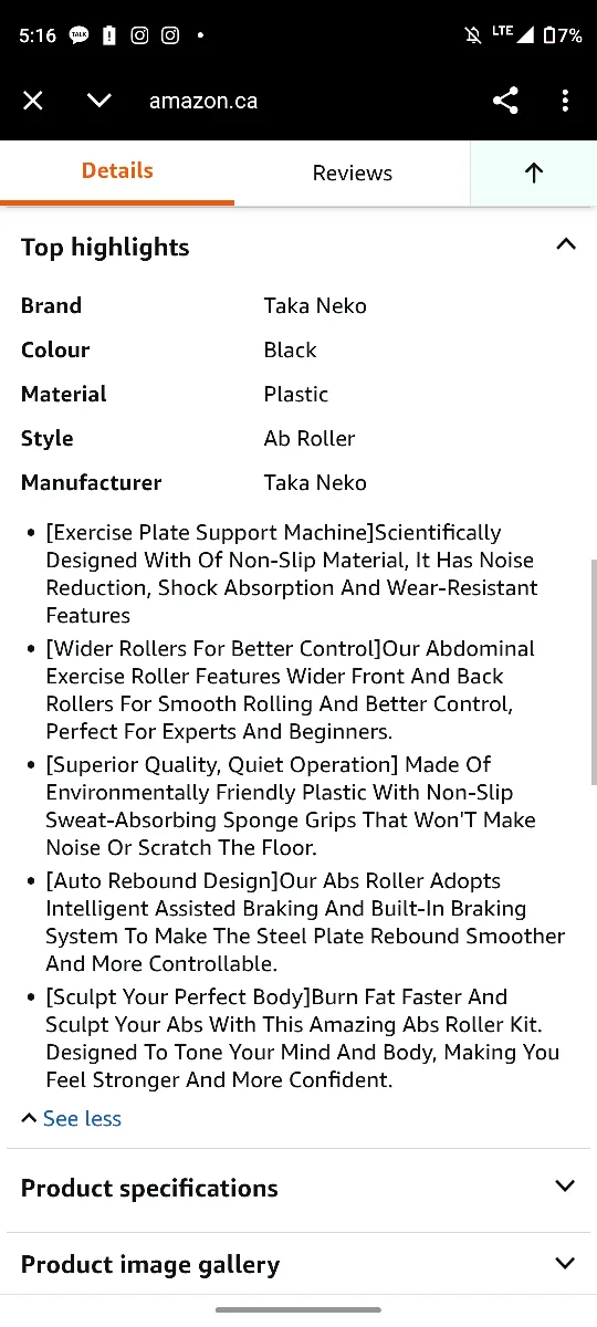 Taka Neko Automatic Rebound Ab Roller - Black image indicator(8)