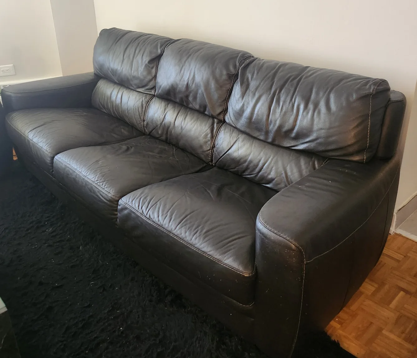 Dark Brown Leather Sofa thumbnail