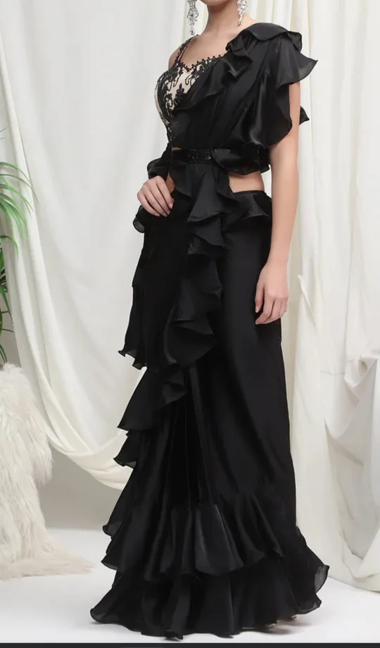 Black Ruffle Saree thumbnail