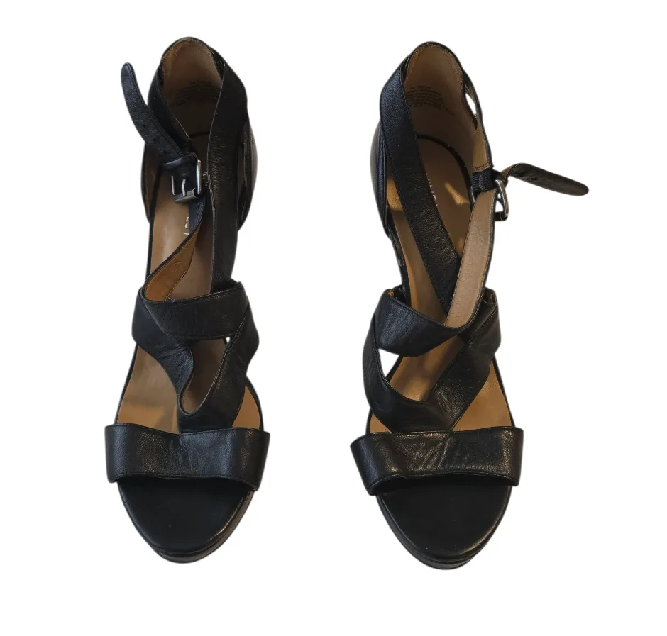 Nine West Black Leather Heels 7M thumbnail