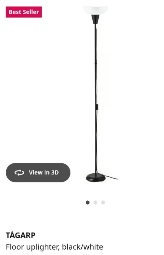IKEA TÅGARP Floor Uplighter - Black/White (New in box) image indicator(3)
