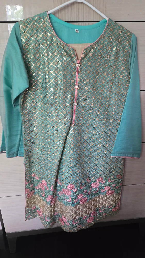 Teal Embroidered Pakistani 1 Piece Kameez thumbnail