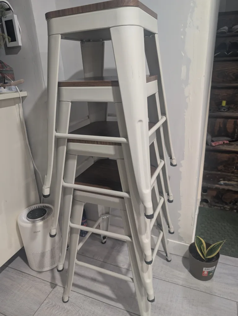 Set of 4 White Bar Stools image indicator(3)