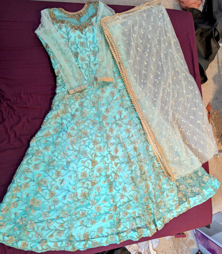 Aqua Anarkali Dress with Dupatta