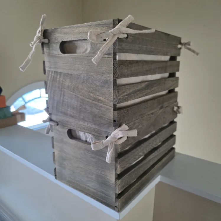 Set of 2 Grey Wooden Storage Crates image indicator(5)