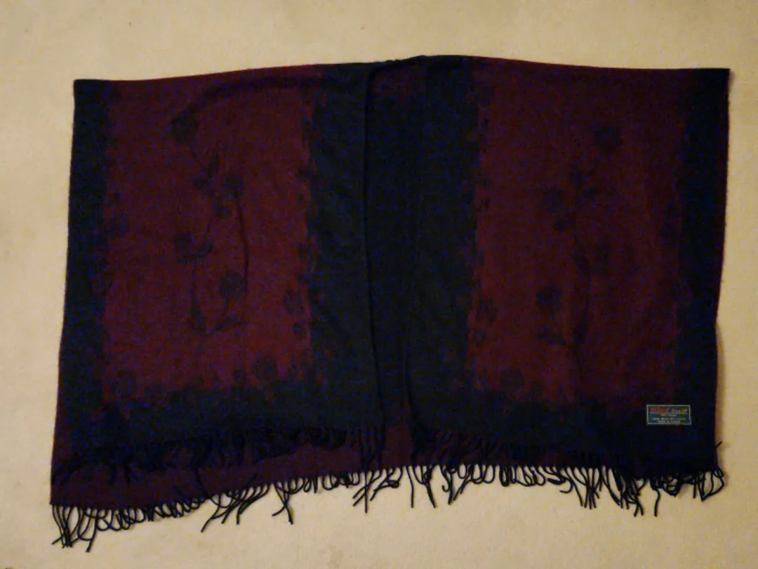 Wool Touch Acrylic Scarf - Burgundy & Navy thumbnail