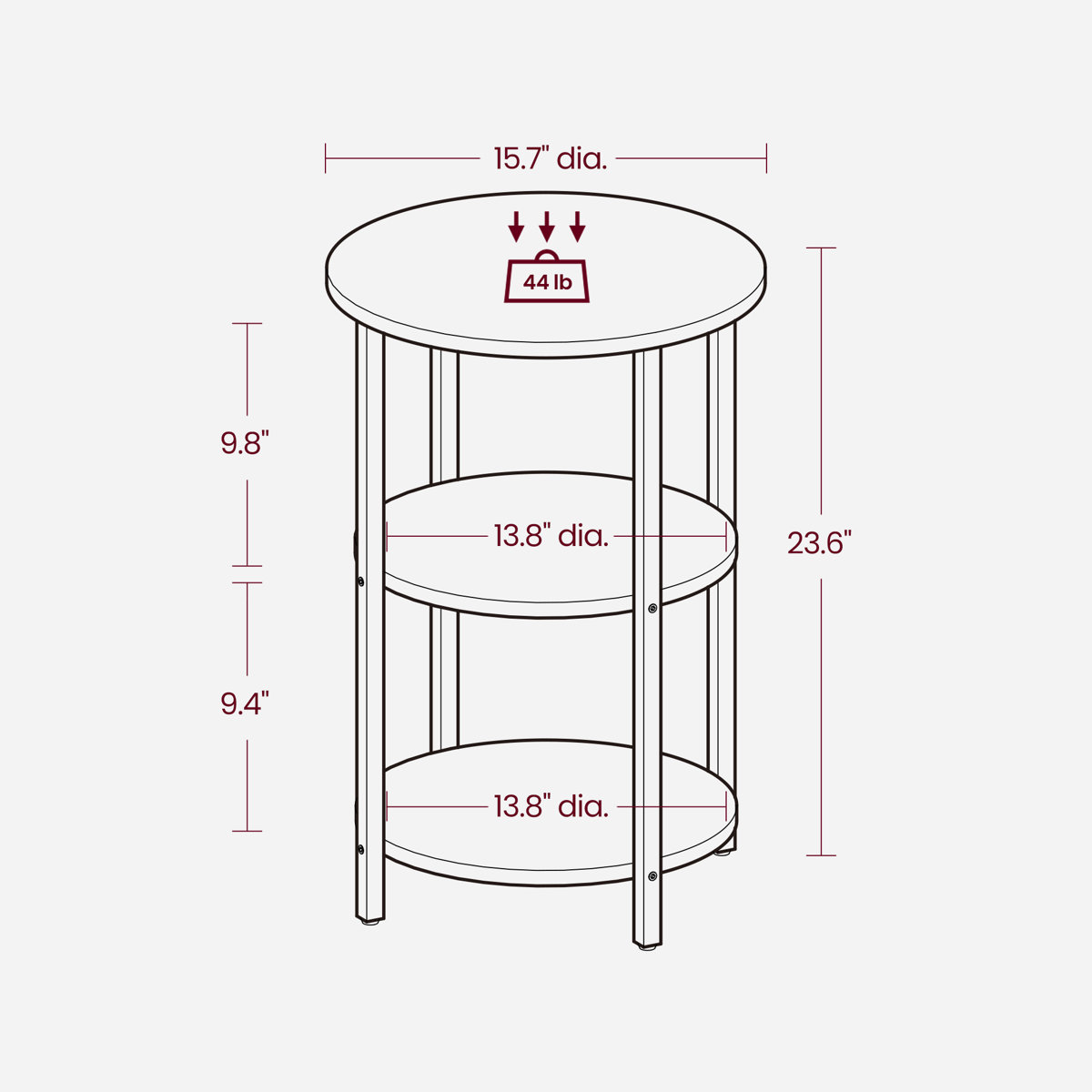 Round 3-Tier End Table - Brown - photo 3