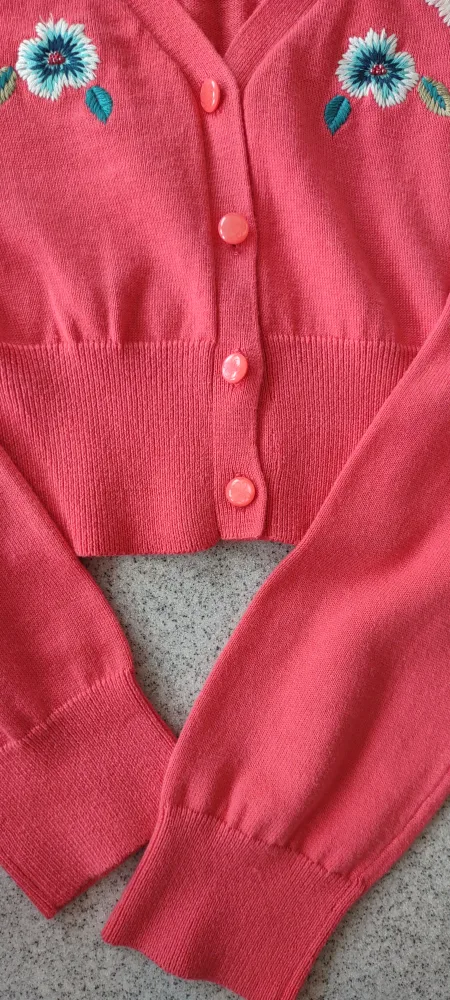 (NEW) Jessica London Coral Embroidered Cardigan image indicator(2)