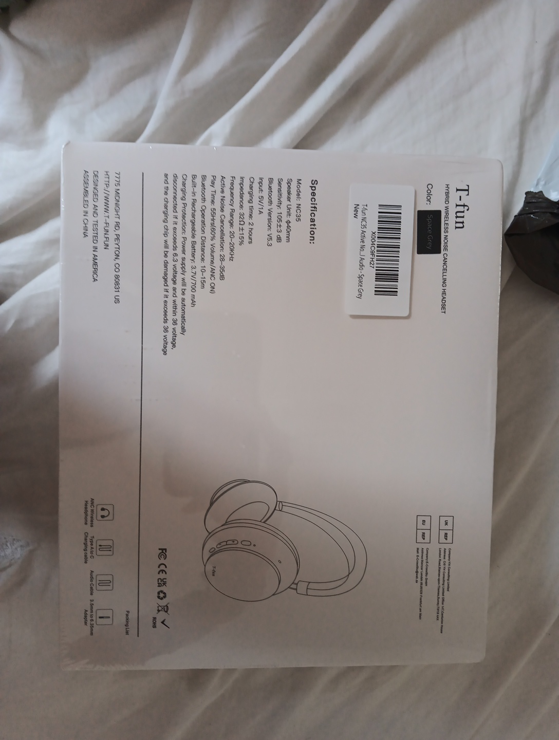 New T-fun NC35 Hybrid Noise Cancelling Headset - Space Gray - photo 2