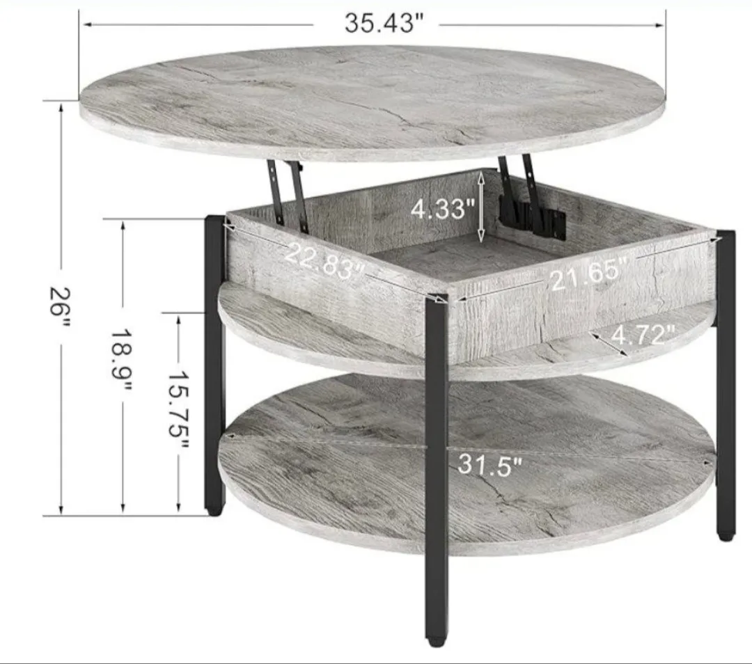 Lift Top Coffee Table with Hidden Storage thumbnail