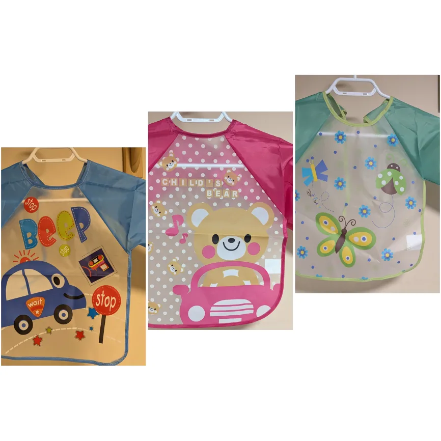 Kids Washable Long Sleeve Bibs - Set of 3 ~ *NEW* thumbnail