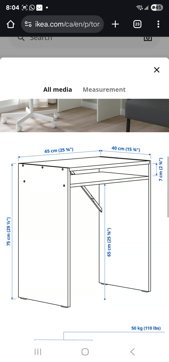 Ikea White Desk - 65x40x75cm - photo 3