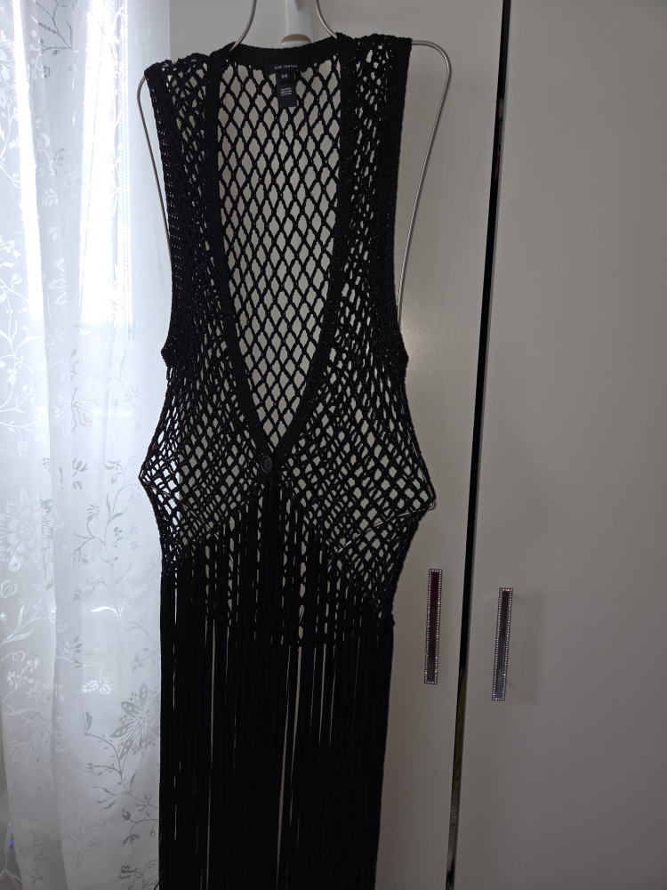 Black Crochet Fringe Vest - photo 2
