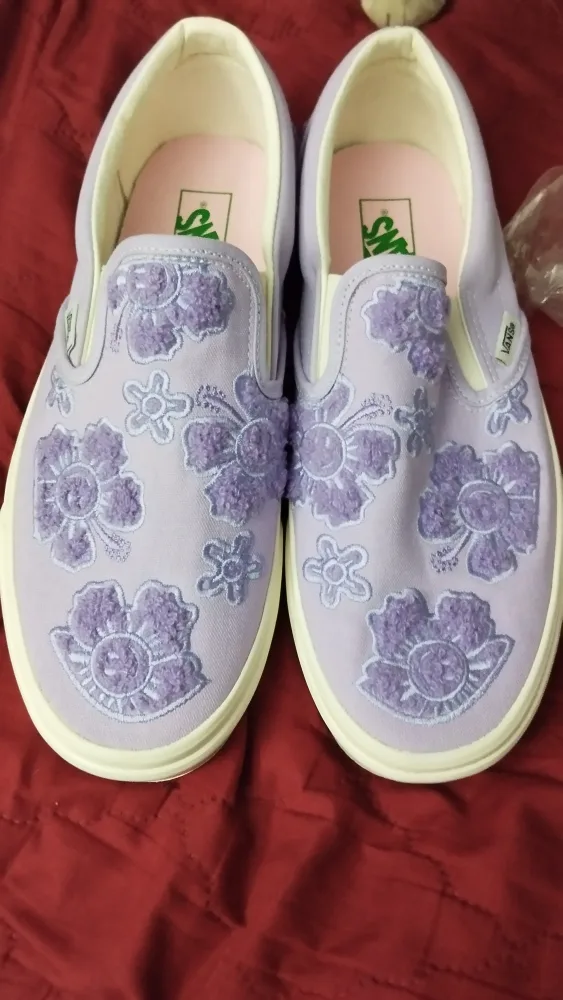 Vans Purple Floral Slip-On Shoes thumbnail