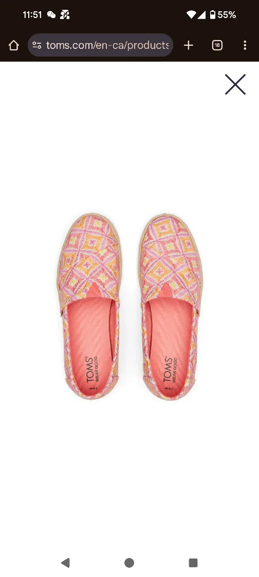 new in box TOMS Alpargata US6.5 Espadrille - Geometric Pink thumbnail