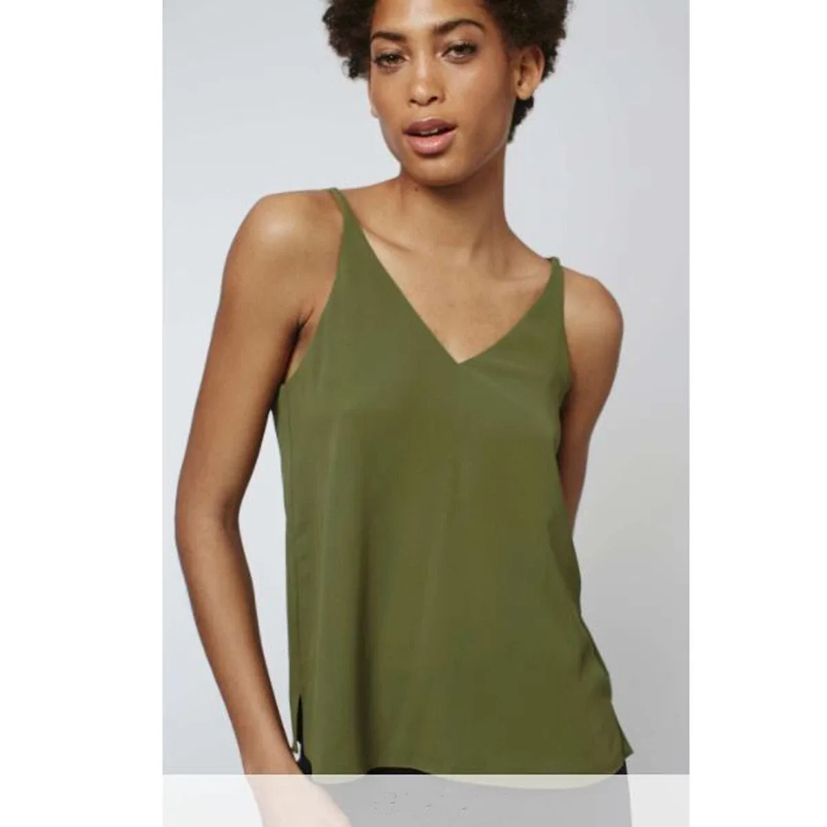 Topshop Olive Green Cami - Size US 8 thumbnail