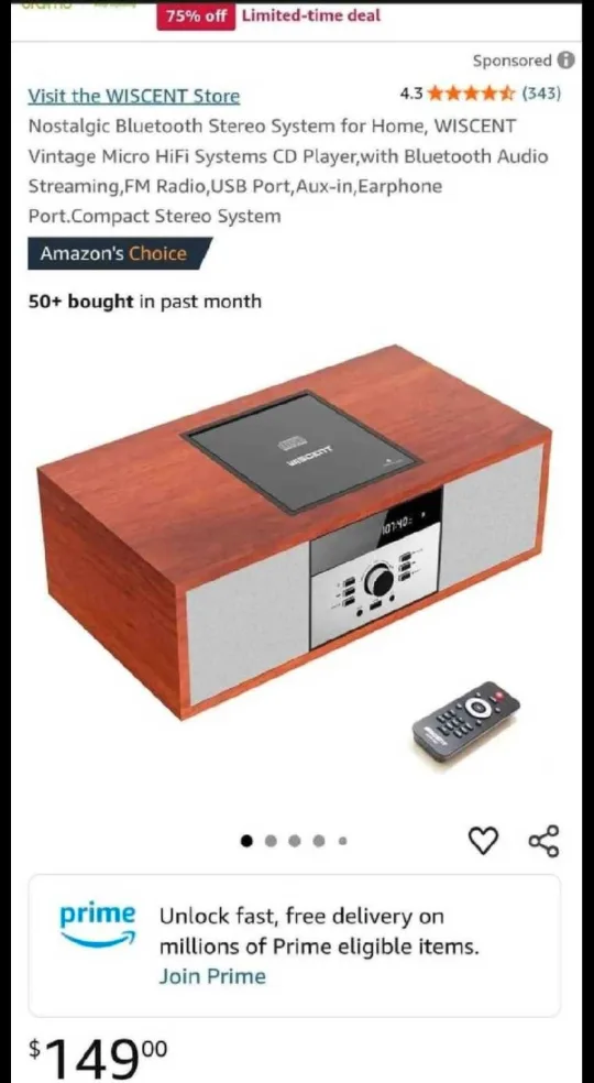 Wiscent CD Player and Stereo System thumbnail