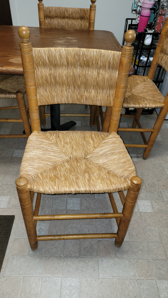 Square Wooden Dining Table with 4 Woven Chairs - photo 4