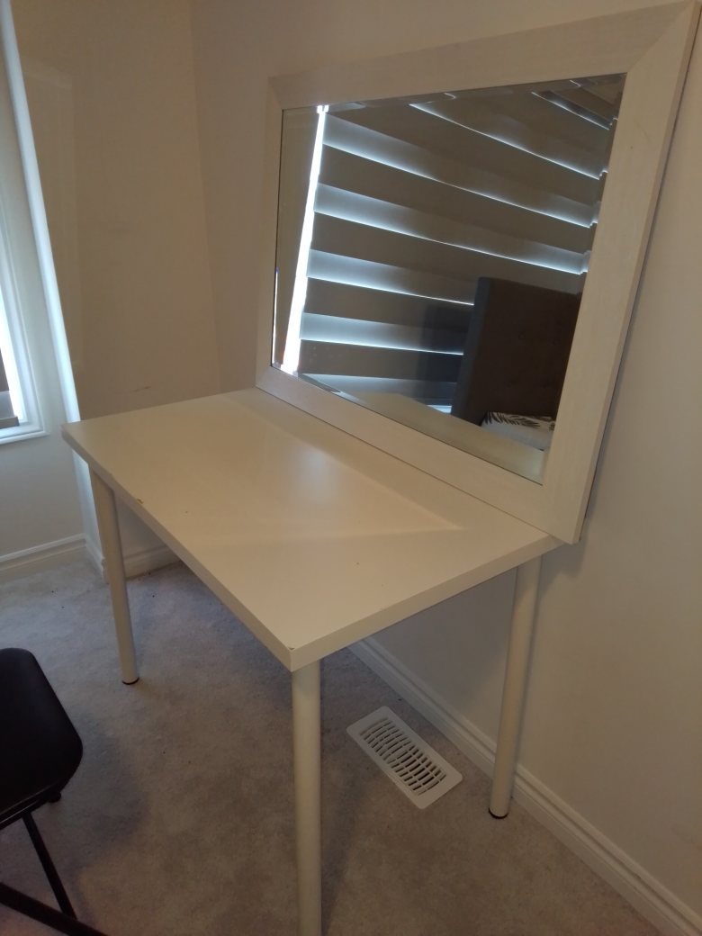 White Vanity Table with Mirror