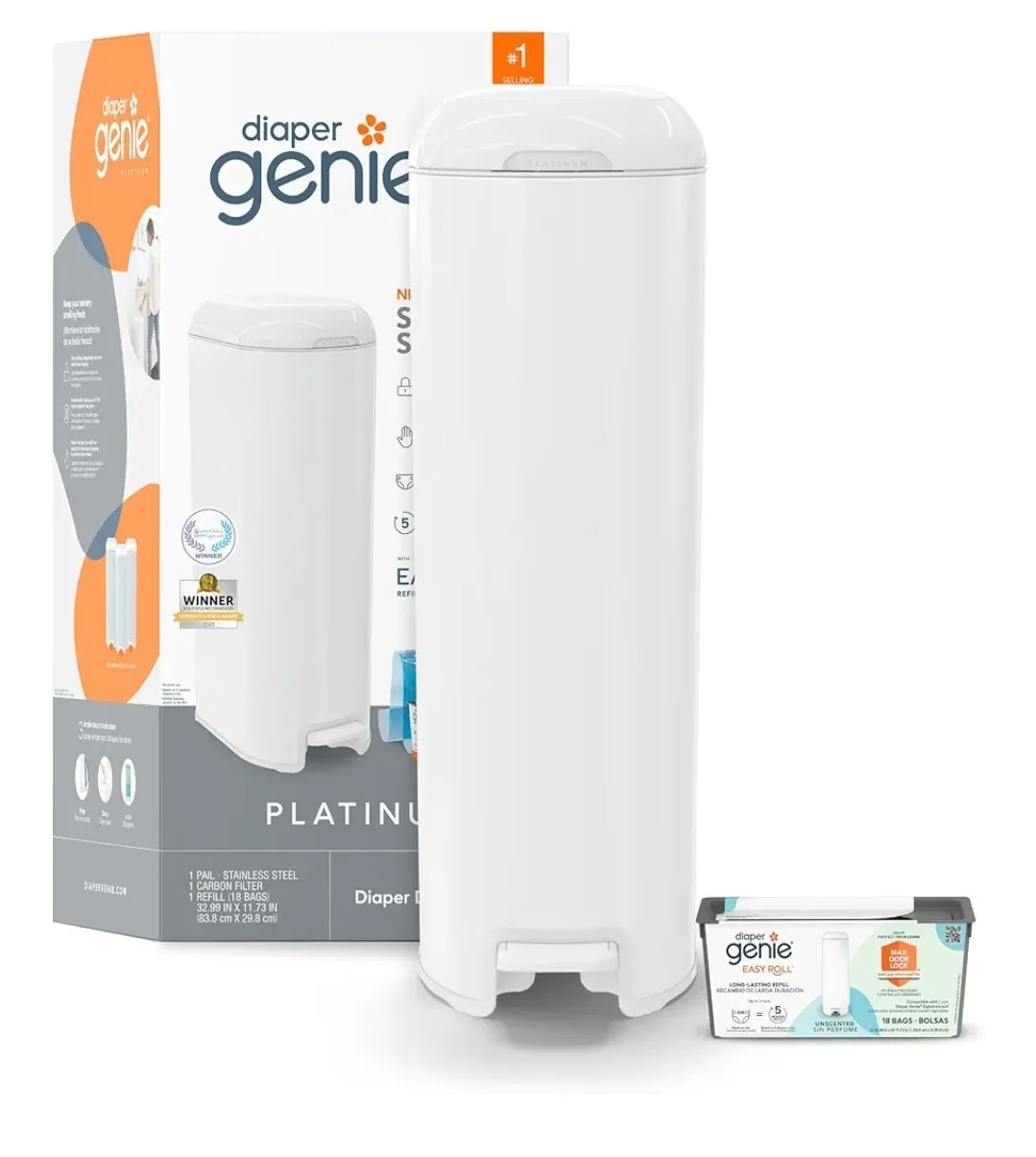 Diaper Genie Platinum Pail with Refill thumbnail