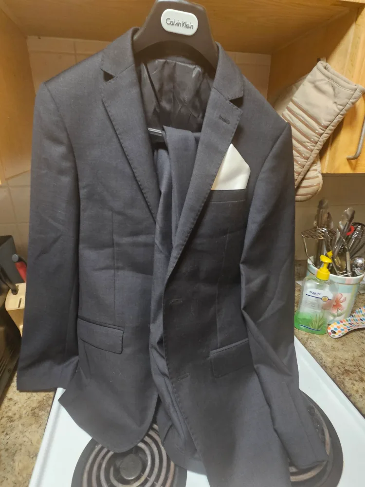 Calvin Klein Suit - Gray, with Blue Tie thumbnail