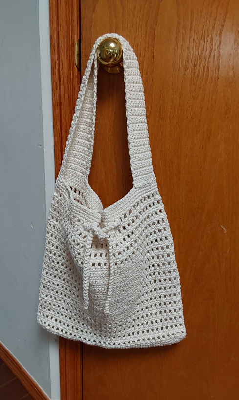Handmade Crocheted Shoulder Bag - Cream