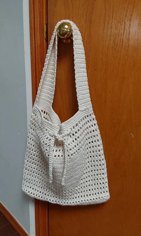 Handmade Crocheted Shoulder Bag - Cream thumbnail