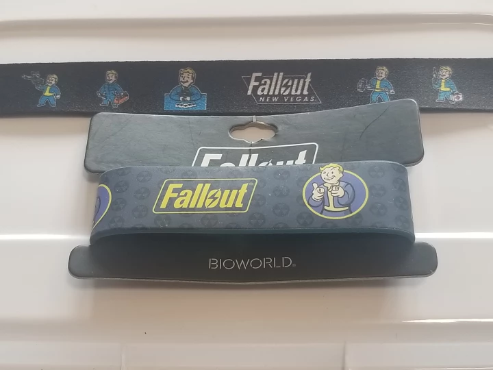 Fallout Merch Wristband and lanyard