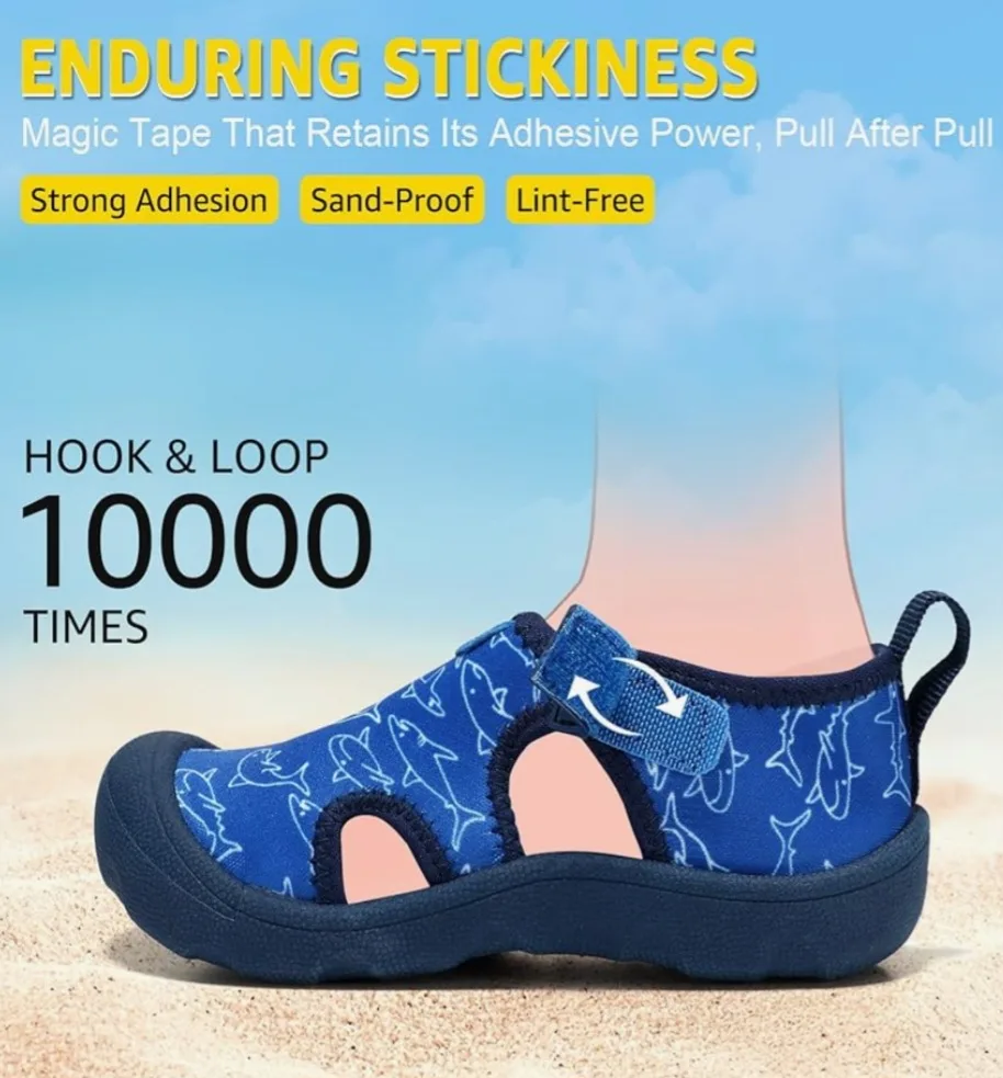 Kids Water Shoes - Blue Shark Pattern, Size 12 image indicator(10)