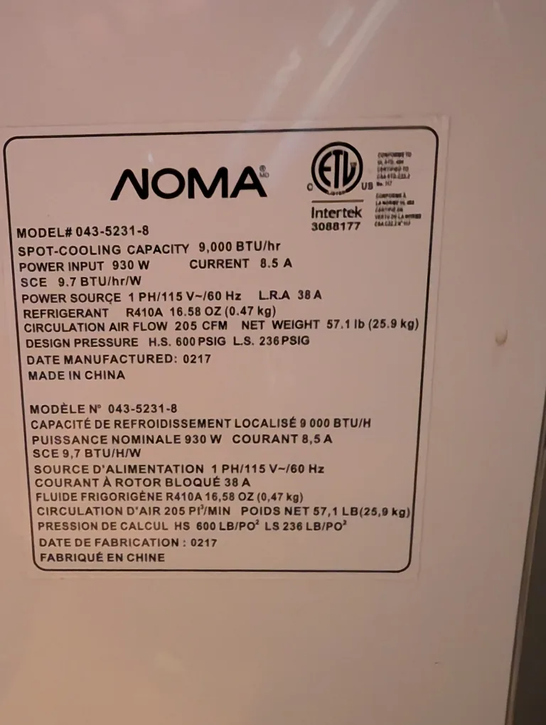 NOMA Portable Air Conditioner image indicator(2)