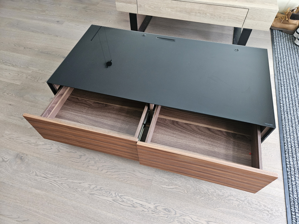 Coffee Table - Black Glass & Wood - photo 3