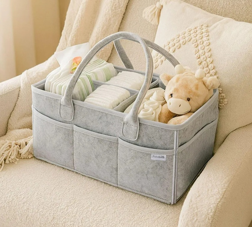 Putska nursery Baby Diaper Caddy Organizer - Grey - photo 3
