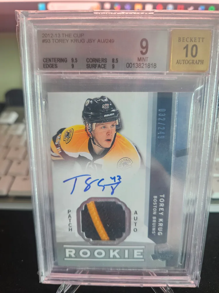 Torey Krug Rookie Auto Patch Card - Beckett 10 thumbnail