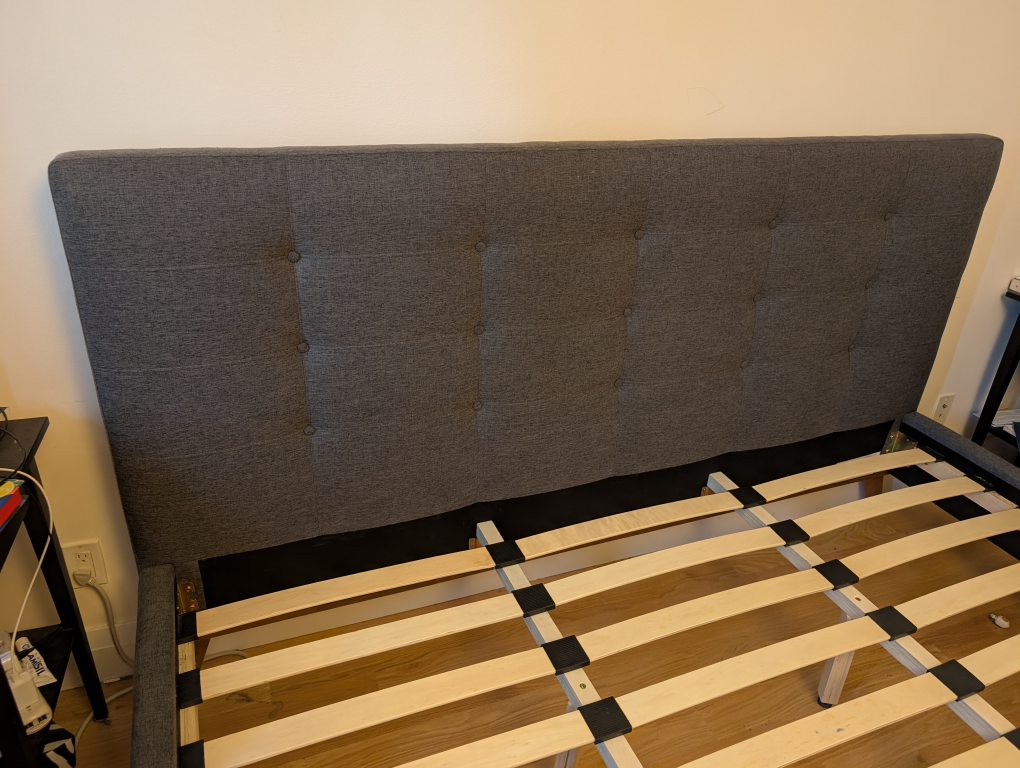 King Size Grey Upholstered Bed Frame - photo 2