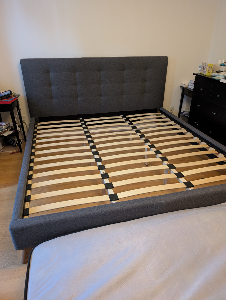King Size Grey Upholstered Bed Frame