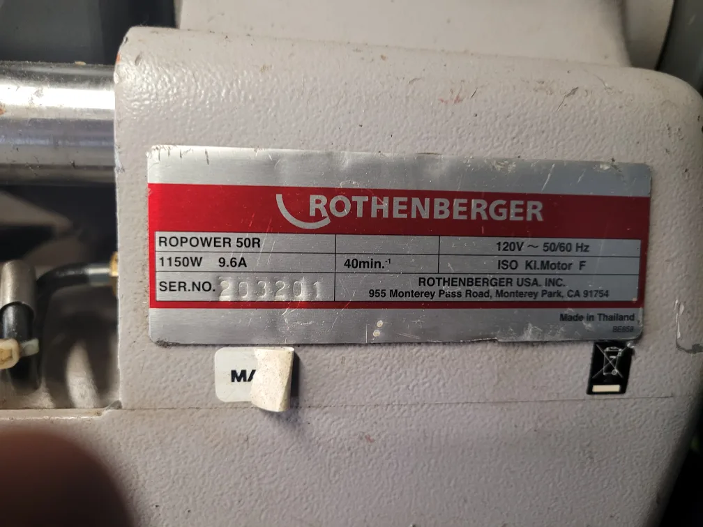 Rothenberger Ropower 50R Pipe Threading Machine thumbnail