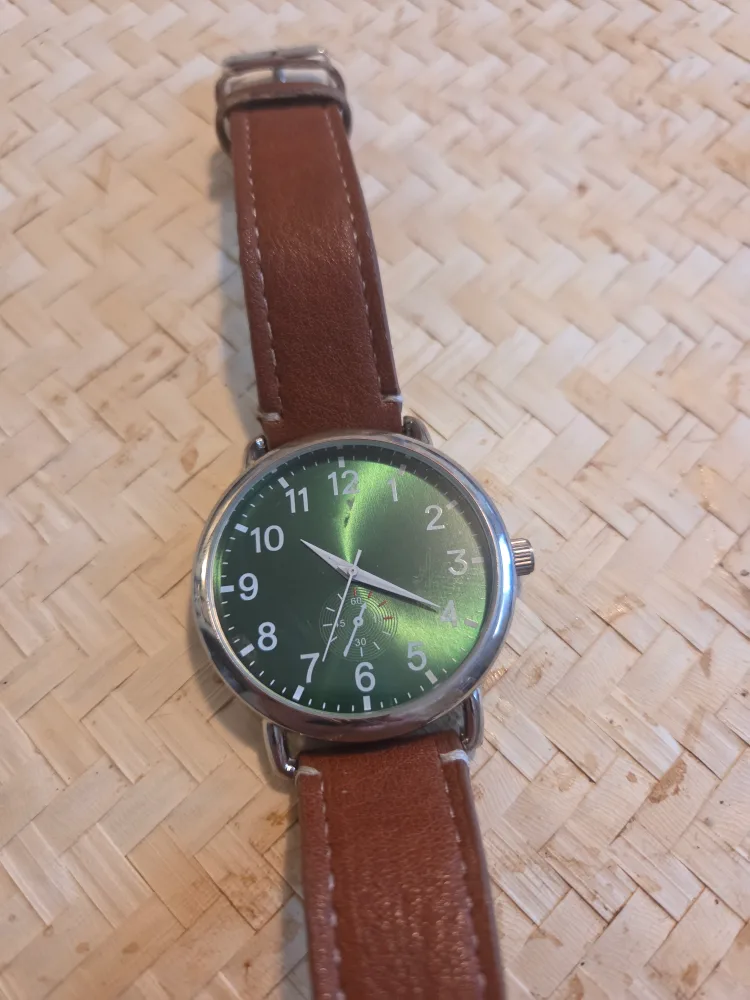 Wacctime Watch Green Face Brown Band thumbnail
