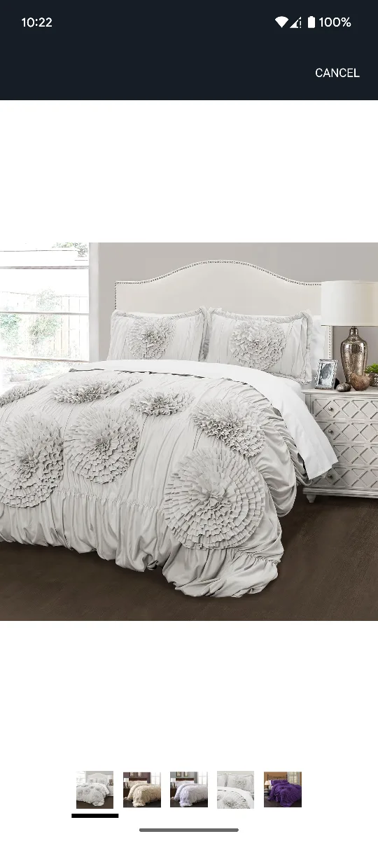 Lush Decor Serena Light Gray 3-Piece Comforter Set thumbnail
