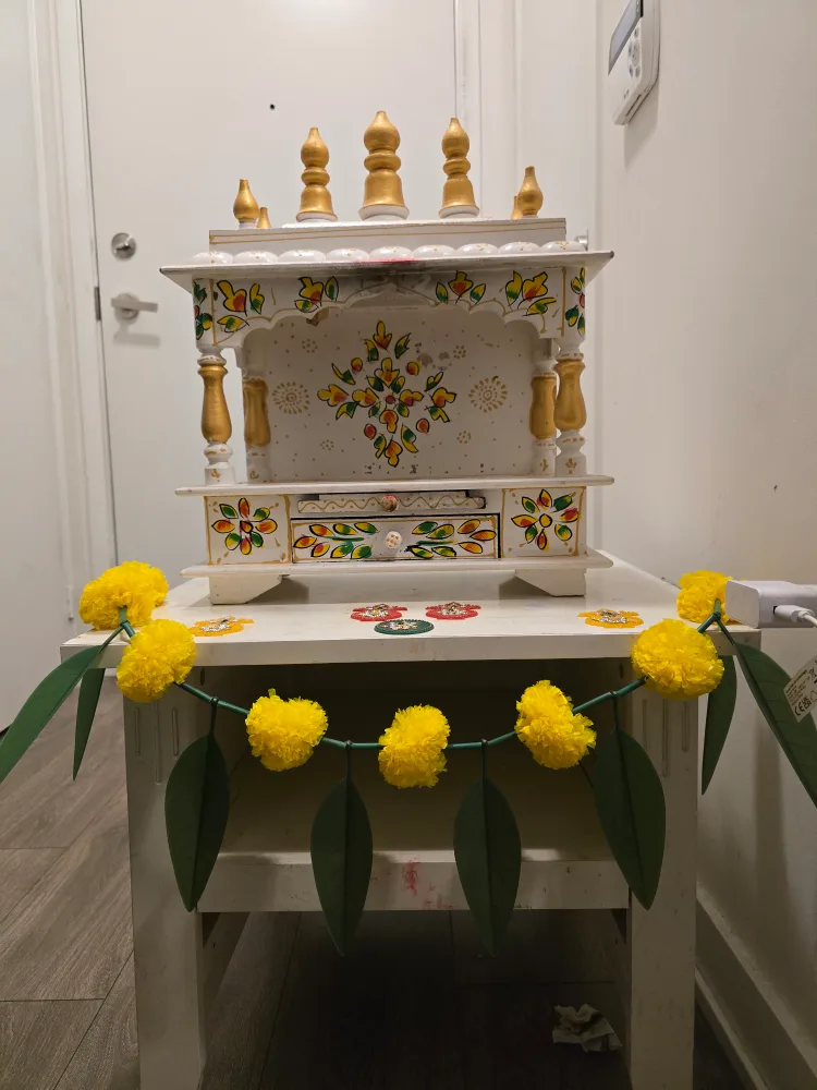 Handcrafted Wooden Pooja Mandir+ table stand free thumbnail