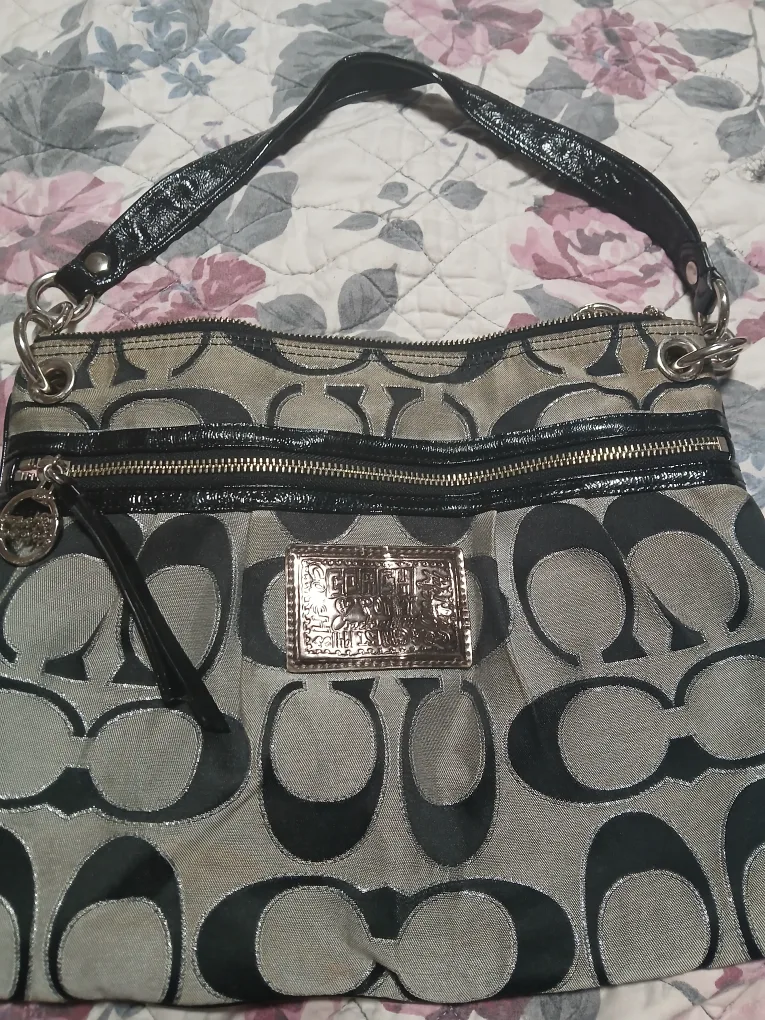 Coach Signature Hobo Bag - Black/Grey thumbnail