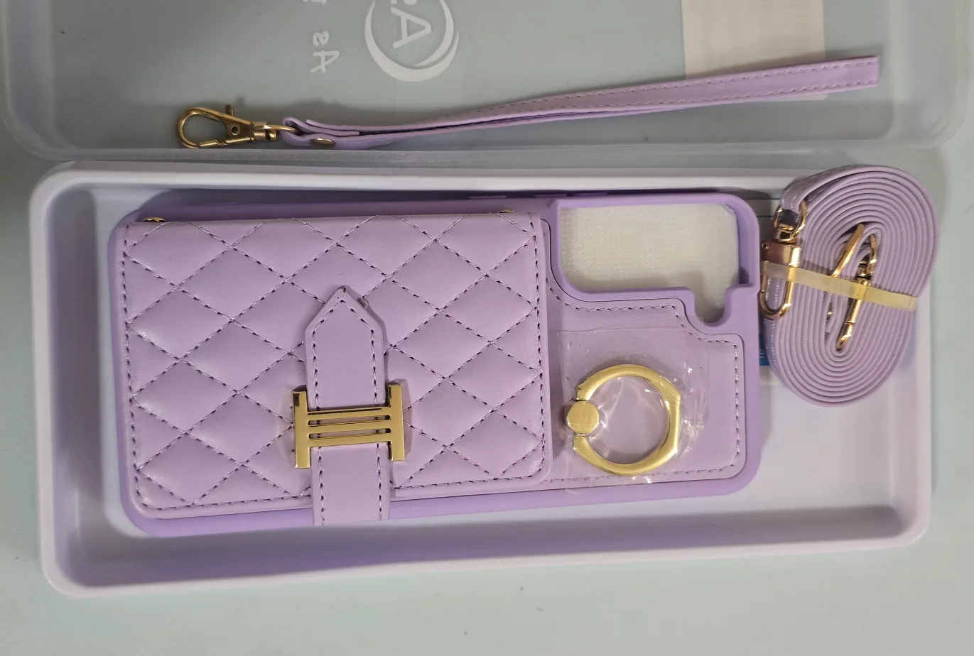 Purple Quilted Phone Case with Straps thumbnail