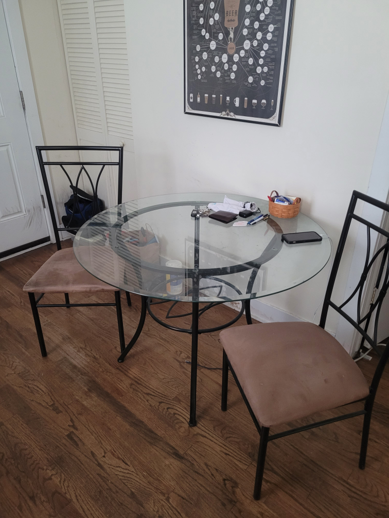 Glass Top Round Dining Table with 2 Chairs - photo 2