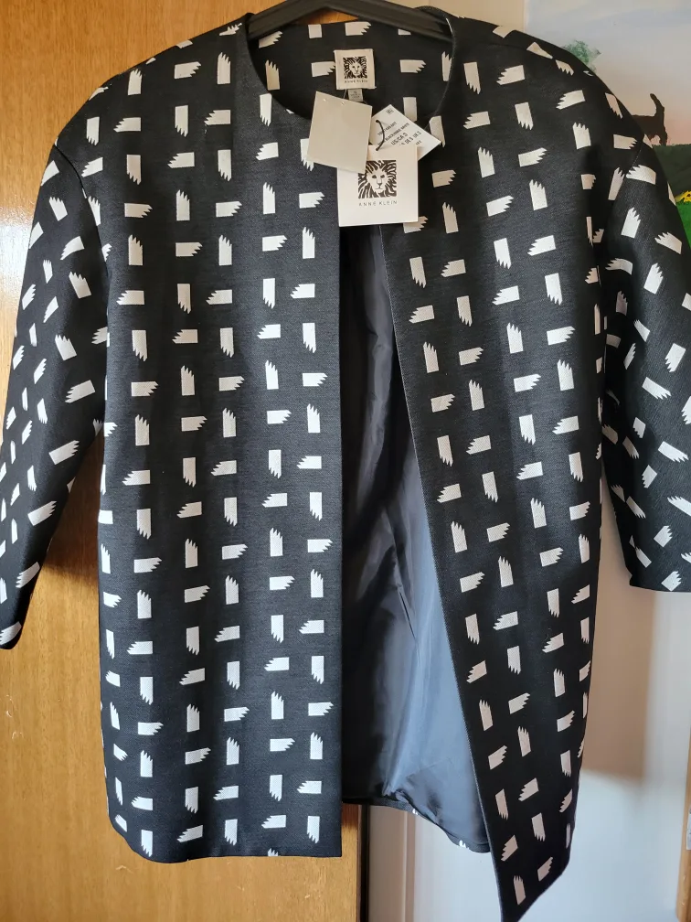 New Anne Klein Black/White Jacket - Size S thumbnail