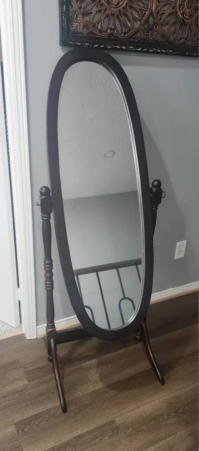 Oval Standing Mirror - Dark Wood Frame thumbnail